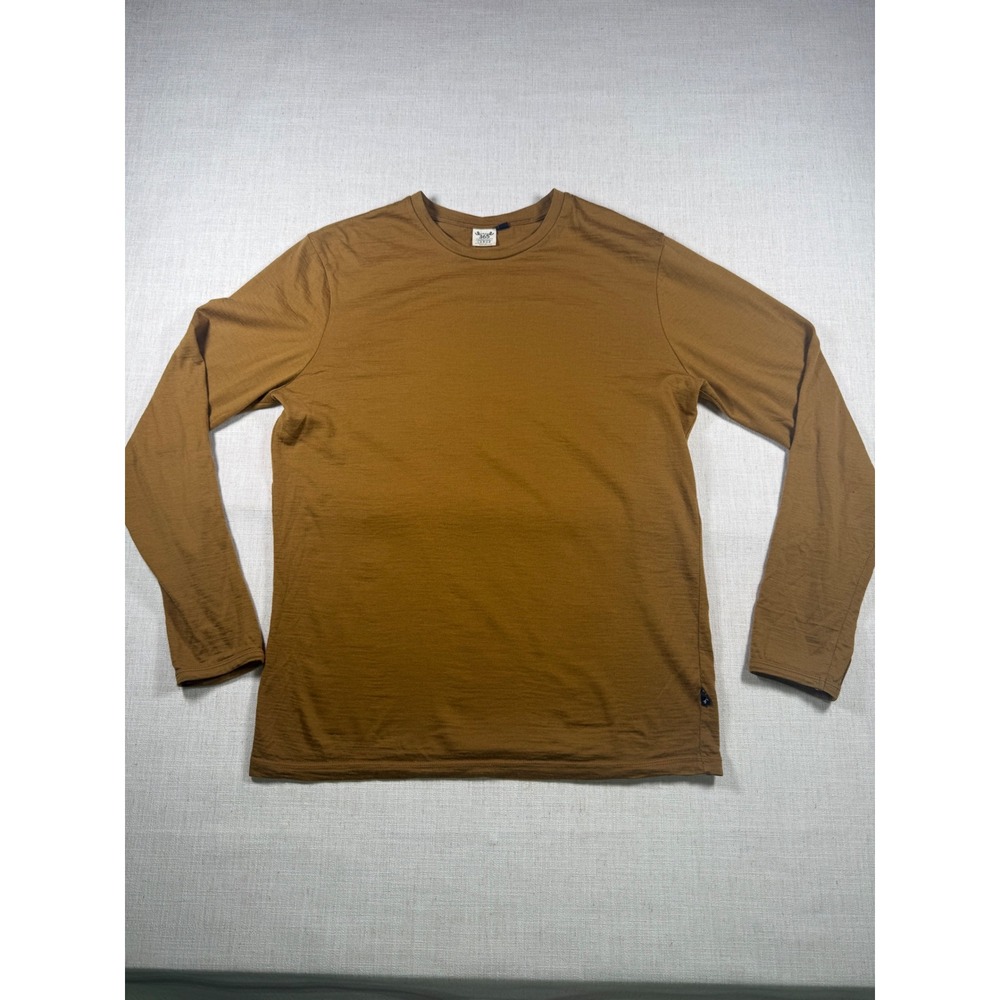 Merino 365 Mens Large Brown 100% NZ Merino Wool Long Sleeve Base Layer Top